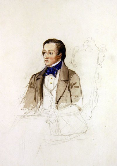 Studie voor portret van R. Stephens van Merton College, Oxford, ca. 1850 door John Everett Millais