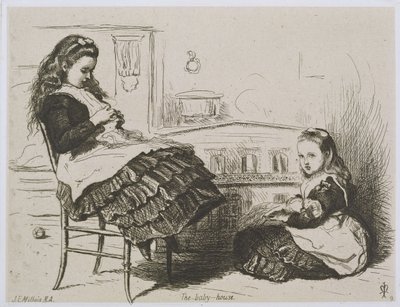 Het poppenhuis, nummer 9 uit een serie etsen voor de Art Union of London door de Etching Club door John Everett Millais