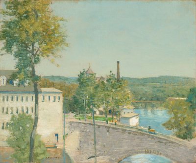 U.S. Thread Company Mills, Willimantic, Connecticut, ca.1893-1897 (olieverf op doek) door John Ferguson Weir