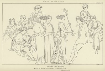 Hesiodus en de Muzen door John Flaxman