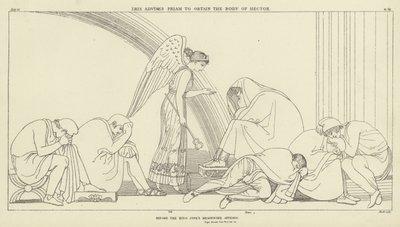 Iris adviseert Priamus om het lichaam van Hector te verkrijgen door John Flaxman
