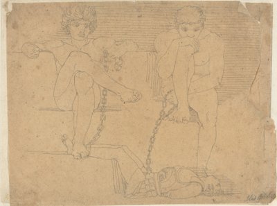 Otus en Ephialtes Houden Mars Gevangen door John Flaxman