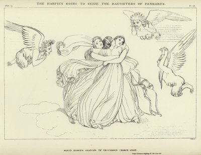 De Harpijen gaan de dochters van Pandarus grijpen door John Flaxman