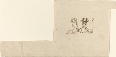 Twee Zittende Vrouwelijke Figuren met Armen Over het Hoofd Geheven door John Flaxman