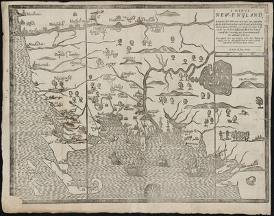 De kaart van New England Uit: William Hubbards The Present State of New-England, 1677 door John Foster