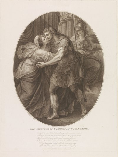 De ontmoeting van Odysseus en Penelope, gegraveerd door Francesco Bartolozzi door John Francis Rigaud
