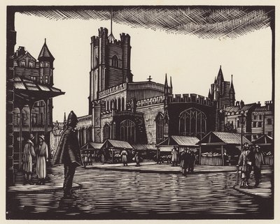 Cambridge: De markt (houtsnede) door John Frederick Greenwood