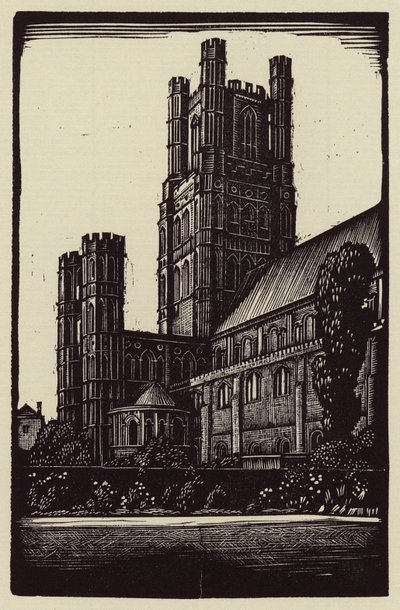 Kathedraal van Ely: Vanuit de tuin van de decaan (houtsnede) door John Frederick Greenwood