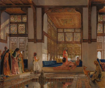 Een Dame Ontvangt Bezoekers (De Ontvangst) door John Frederick Lewis
