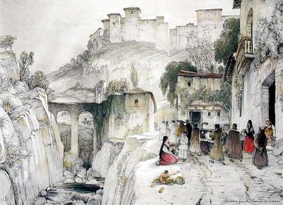 Deel van het Alhambra vanaf de Alameda del Darro, uit 
