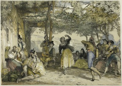 Spaanse boeren die de bolero dansen door John Frederick Lewis