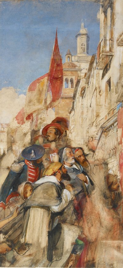 Studie voor de proclamatie van Don Carlos door John Frederick Lewis