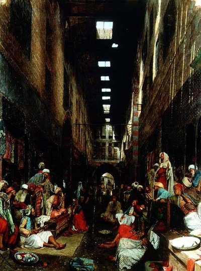 De Bezestein Bazaar van El Khan Khallil, Caïro door John Frederick Lewis