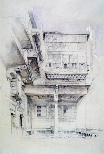 De Hof van het Huis van de Kunstenaar, Caïro, Egypte, 19e eeuw door John Frederick Lewis
