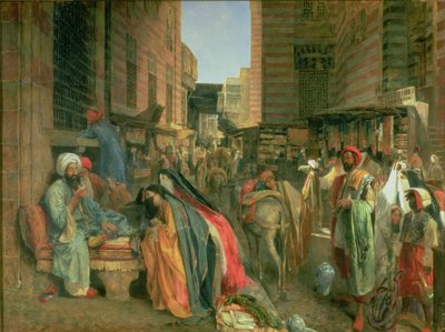 De Straat en Moskee van de Ghooreyah, Caïro door John Frederick Lewis
