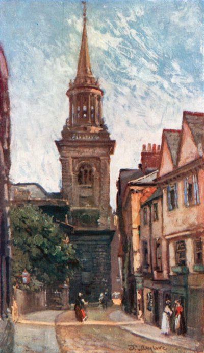 Allerheiligenkerk, vanaf Turl Street (kleurenlitho) door John Fulleylove