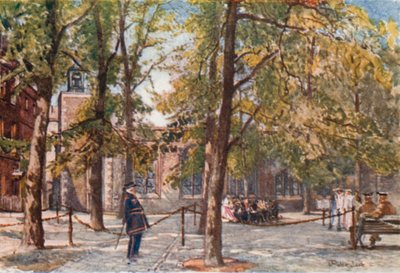 Plaats van executie binnen de omheining van de Toren door John Fulleylove