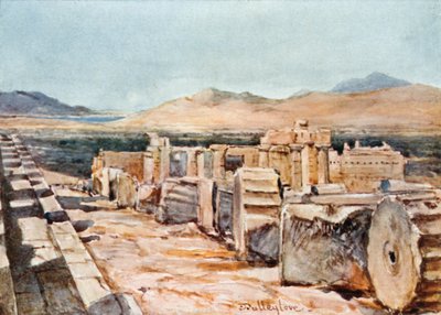 De Propylaea vanaf de noordelijke rand van het platform van het Parthenon door John Fulleylove