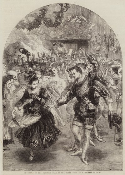Kerstmis in de Baroniale Hal in de Oude Tijd door John Gilbert