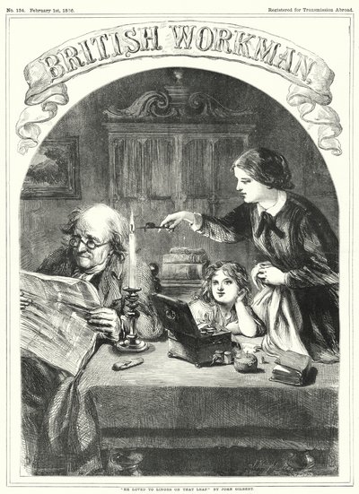 "Hij hield ervan om op dat blad te blijven hangen" (gravure) door John Gilbert