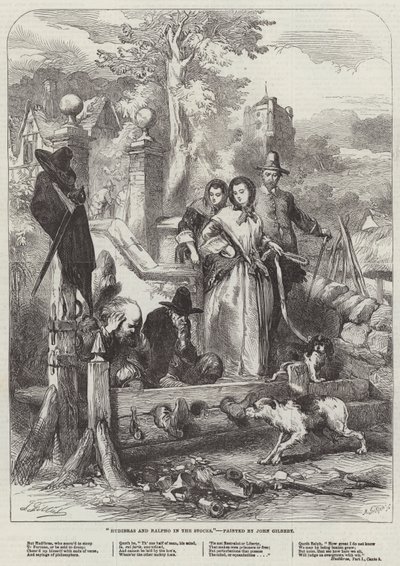 Hudibras en Ralpho in de schandpaal door John Gilbert