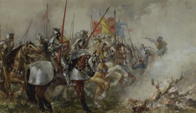 Koning Hendrik V bij de Slag van Agincourt, 1415 door John Gilbert
