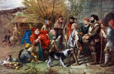 Sir John Falstaff beoordeelt zijn haveloze regiment door John Gilbert