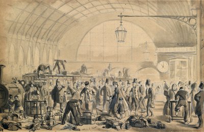 Kerstavond op Kings Cross Station, c.1870-90 door John Gordon Thomson