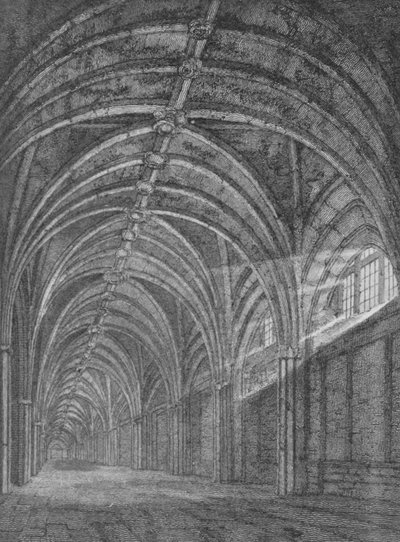 Oostelijke klooster van St. Bartholomews Priory, West Smithfield, City of London, ca. 1805 door John Greig