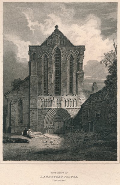 Westfront van Lanercost Priory, Cumberland, 1814 door John Greig