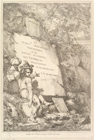 Frontispice Vijftien Etsen Gewijd aan Sir Joshua Reynolds, 1778 door John Hamilton Mortimer