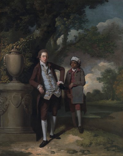 Portret van een Man en een Assistent die een Portfolio Draagt door John Hamilton Mortimer