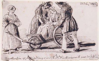 Dorothy Wordsworth (1771-1855) in een rolstoel, 1842 door John Harden