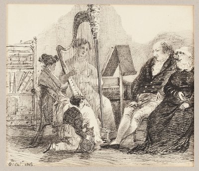 Muziek spelen op de harp, 1815 door John Harden