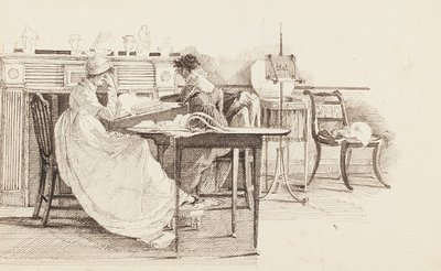 Lezen bij de open haard, 1805 door John Harden