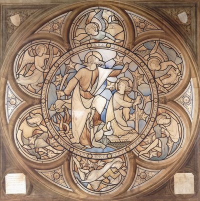 Hulde aan Pugin, een ontwerp voor een glas-in-loodraam door John Hardman Powell