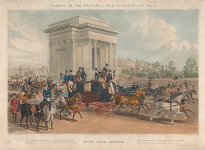 Scènes op de Weg, of een Reis naar Epsom en Terug, Hyde Park Corner door John Harris