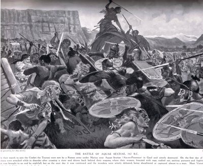 De Slag bij Aquae Sextiae, 102 v.Chr., illustratie uit 