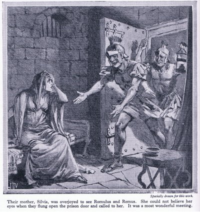 Hun moeder Silvia was dolblij om Romulus en Remus te zien, c.1950 door John Harris Valda