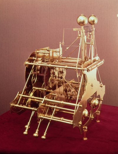 Een Harrison Nummer 1, de eerste navigatieklok (achteraanzicht) door John Harrison