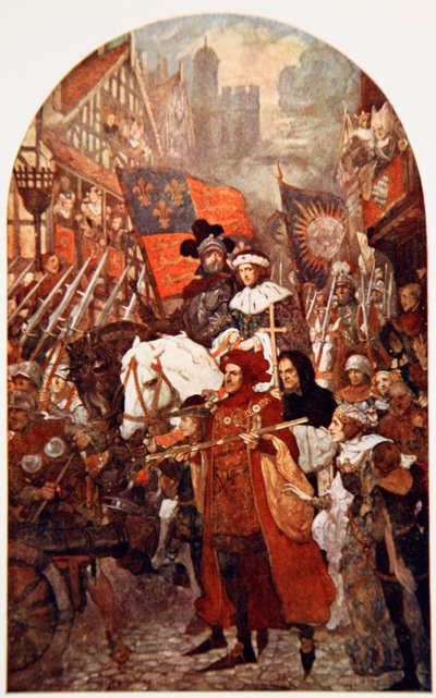 Band marcheert ter ondersteuning van Edward IV in de Slag bij Barnet door John Henry Amshewitz