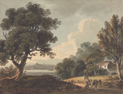 Landschap met een verre blik op Londen door John Henry Campbell