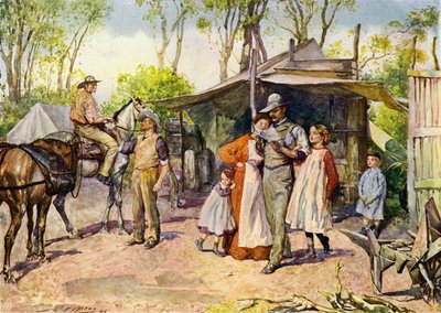 Brieven bezorgen in de Australische bush door John Henry Frederick (after) Bacon