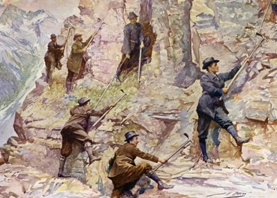 Bergbeklimmen in Brits-Columbia door John Henry Frederick (after) Bacon