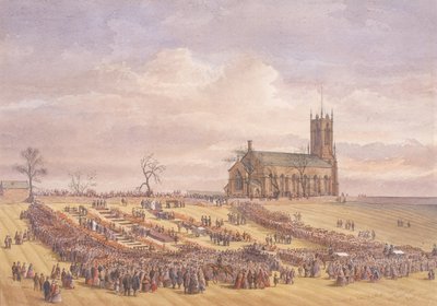 Begrafenis van de Slachtoffers van de Hartley Mijnramp op de Begraafplaats van Earsdon, 26 januari 1862 door John Henry Leonard