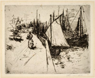 Vrouw op de kade, Honfleur door John Henry Twachtman