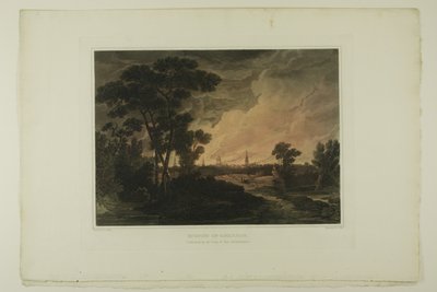 Brand van Savannah, plaat vier van het tweede nummer van Picturesque Views of American Scenery door John Hill