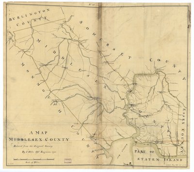 Een kaart, Middlesex County. LOC gm72003603 door John Hills