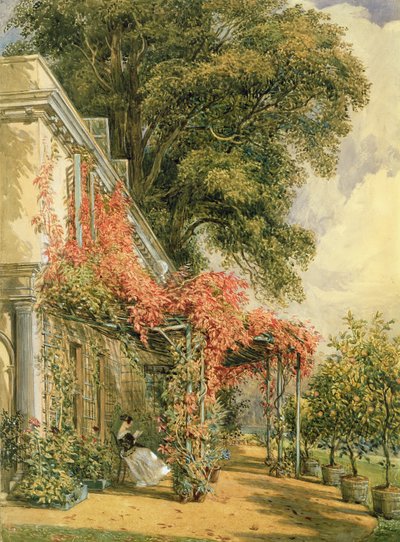 Tuinzijde van het huis van de heer Robert Vernon in Twickenham door John James Chalon