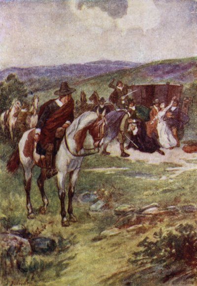 Moord op James Sharp, aartsbisschop van St Andrews door militante Covenanters, Magus Muir, Schotland door John Jellicoe